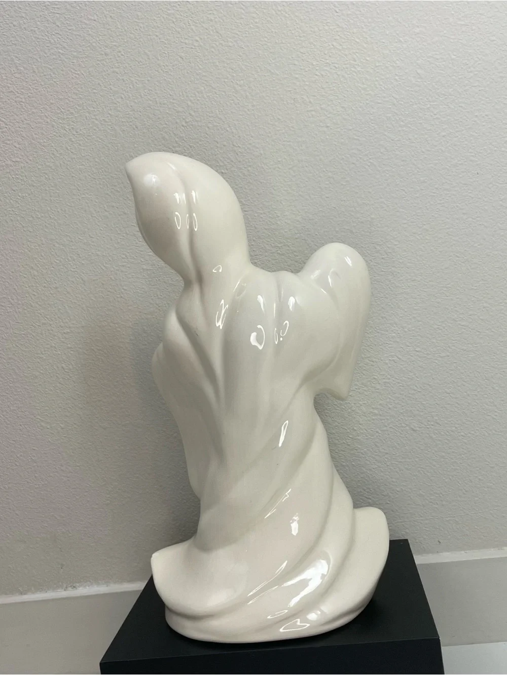 Vintage Ceramic Halloween Ghost Figurine 12” Gloss White Handmade